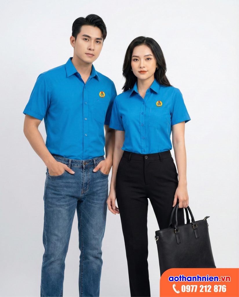 ao sơ mi công đoàn tay ngắn
