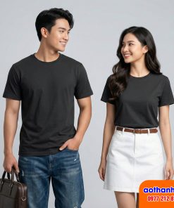 Áo đồng phục cổ tròn đen