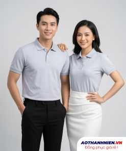 áo đồng phục màu xám vải poly xịn