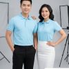 Áo thun đồng phục màu thiên thanh vải poly xịn