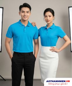 Áo thun đồng phục màu xanh ya vải poly xịn