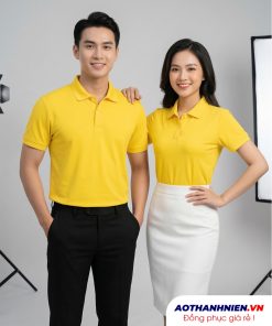 áo thun đồng phục màu vàng vải poly xịn