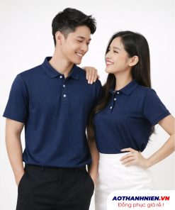 Áo thun đồng phục màu xanh đen vải poly xịn