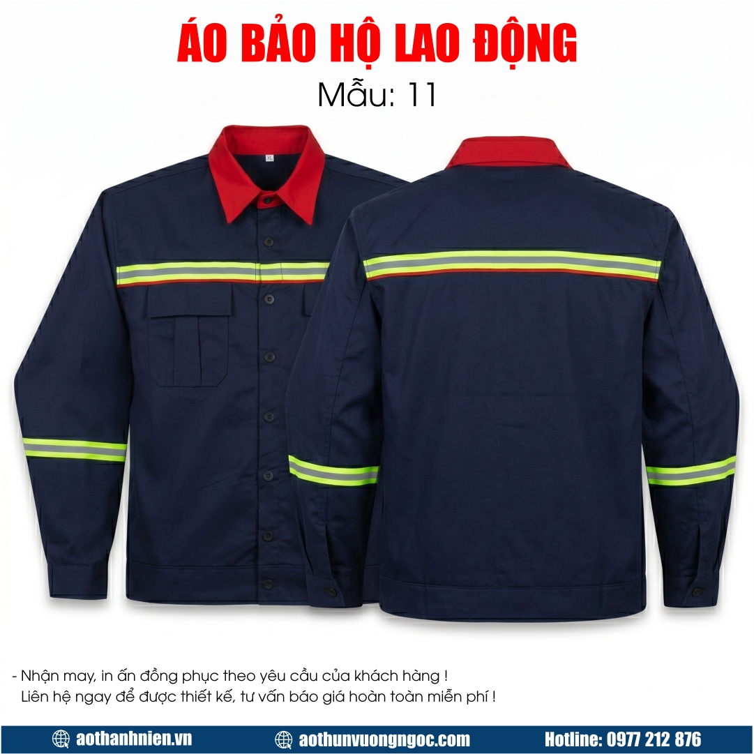 Áo Bảo Hộ Lao Động Phản Quang Xanh Đen